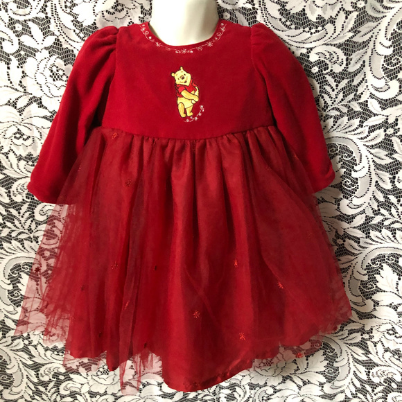 Disney Other - Disney Winnie the Pooh Red Christmas Dress 18 Mo